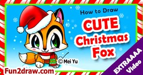 Draw this Christmas Santa fox for the winter holidays!
