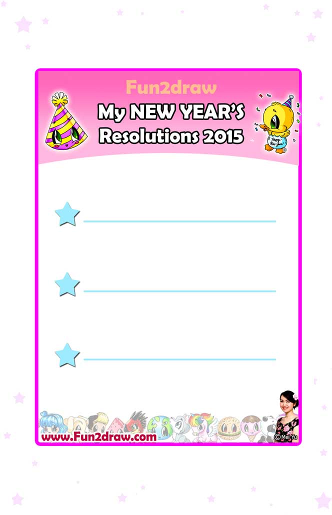 New Years Resolution list printout