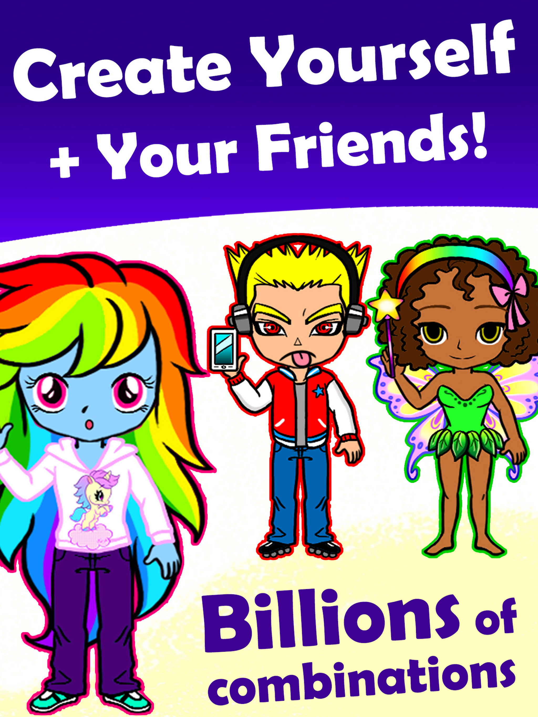 Create yourself or your friends - billions of combinations!