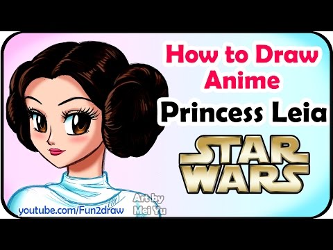Drawing anime Princess Leia step by step.