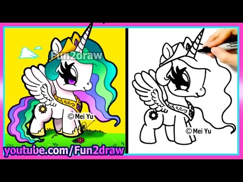 Drawing Princess Celestia from MLP in a cute Fun2draw style.