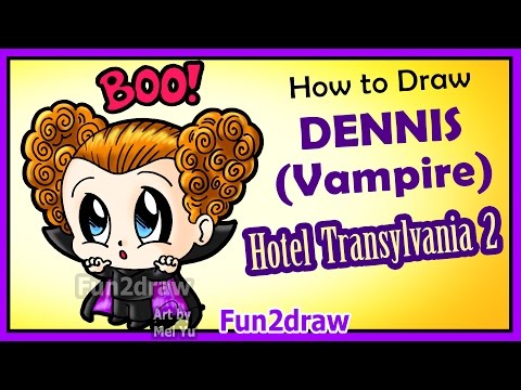 Online art tutorial on how to draw vampire Dennis from Hotel Transylvania 2.