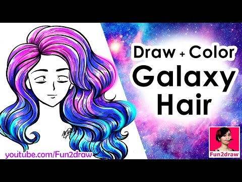 Drawing and coloring stylish galaxy hair.